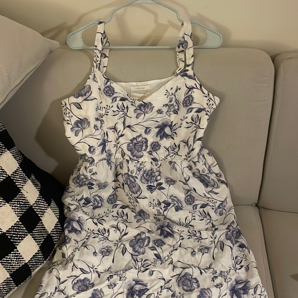 linen maxi floral dress, cynthia rowley size 8 NWT